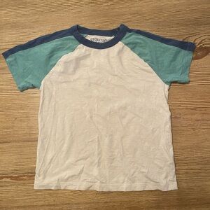 Crewcuts White Tee with Blue and Teal Raglan Sleeves 100% Cotton